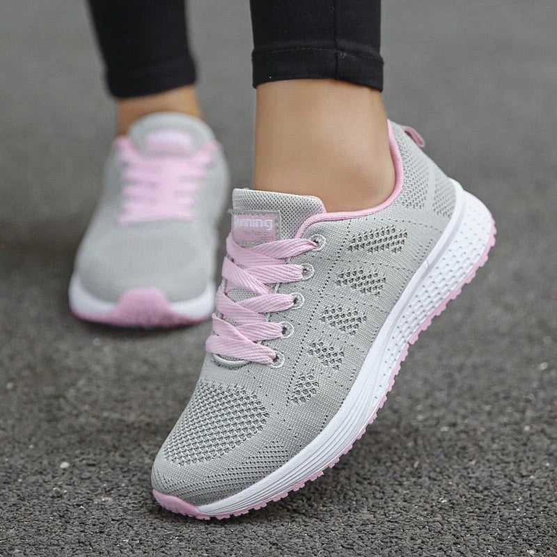 Buty sportowe damskie niskie sznurowane z okrągłym noskiem - Szary