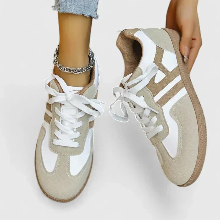 Sneakersy damskie w stylu retro z płaską podeszwą i sznurowaniem