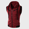Kamizelka męska sportowa z kapturem zamkiem i kieszeniami - Czerwony