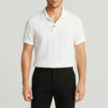 Koszulka polo męska dopasowana z krótkim rękawem i strukturalnym wzorem