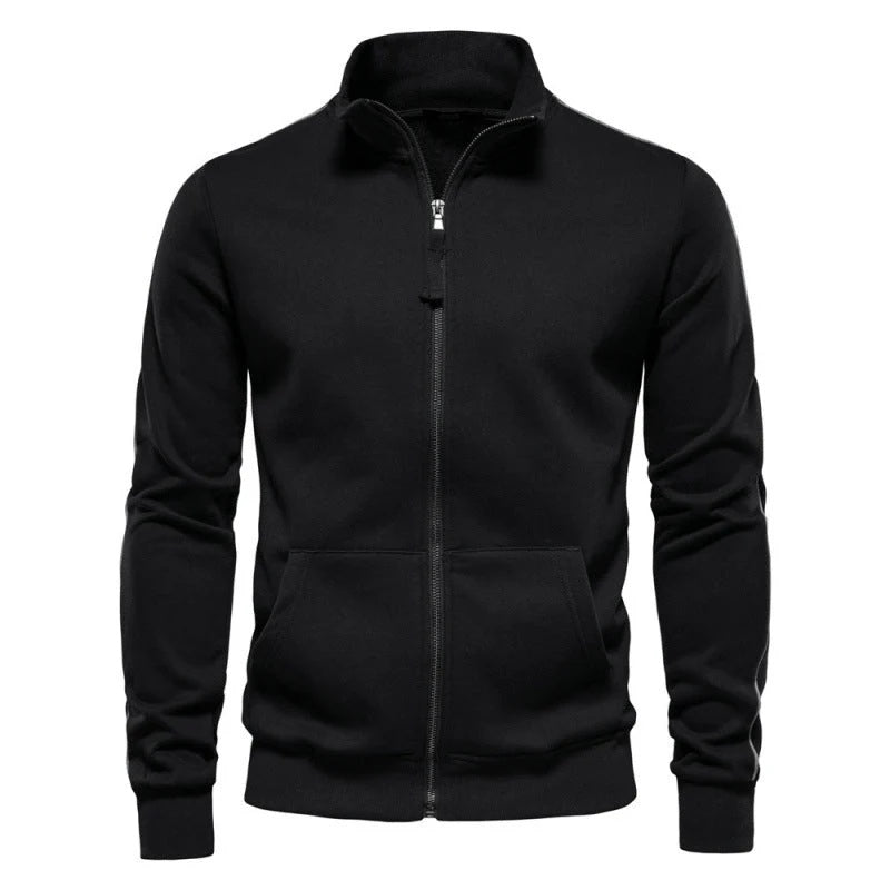 Bluza męska rozpinana ze stójką i kieszeniami naszywanymi - Czarny