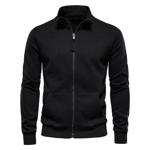 Bluza męska rozpinana ze stójką i kieszeniami naszywanymi - Czarny