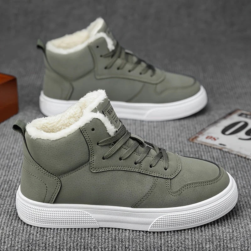 Sneakersy męskie za kostkę sznurowane z grubą podeszwą i okrągłym noskiem - Zielony