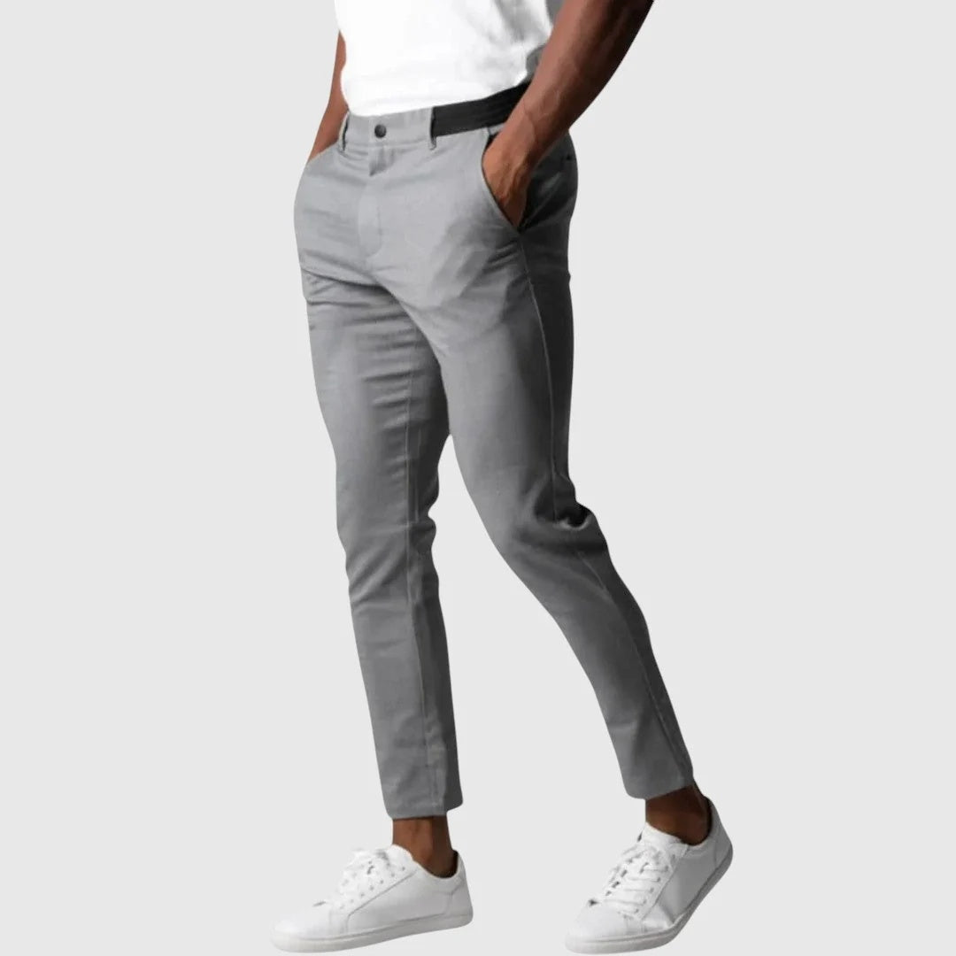 Spodnie męskie o prostym kroju ze średnim stanem do stylizacji smart casual - Szary