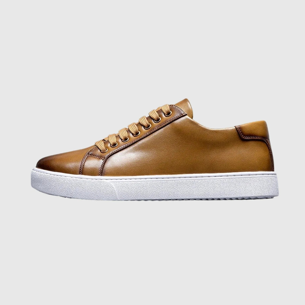 Buty męskie casualowe niskie sznurowane z okrągłym noskiem - Khaki