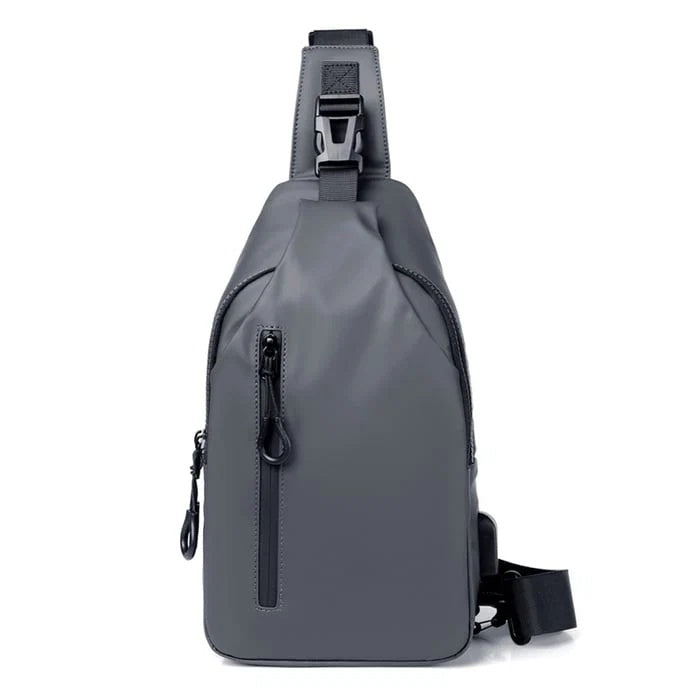 Torba męska crossbody na jedno ramię z regulowanym paskiem i kieszenią - Szary