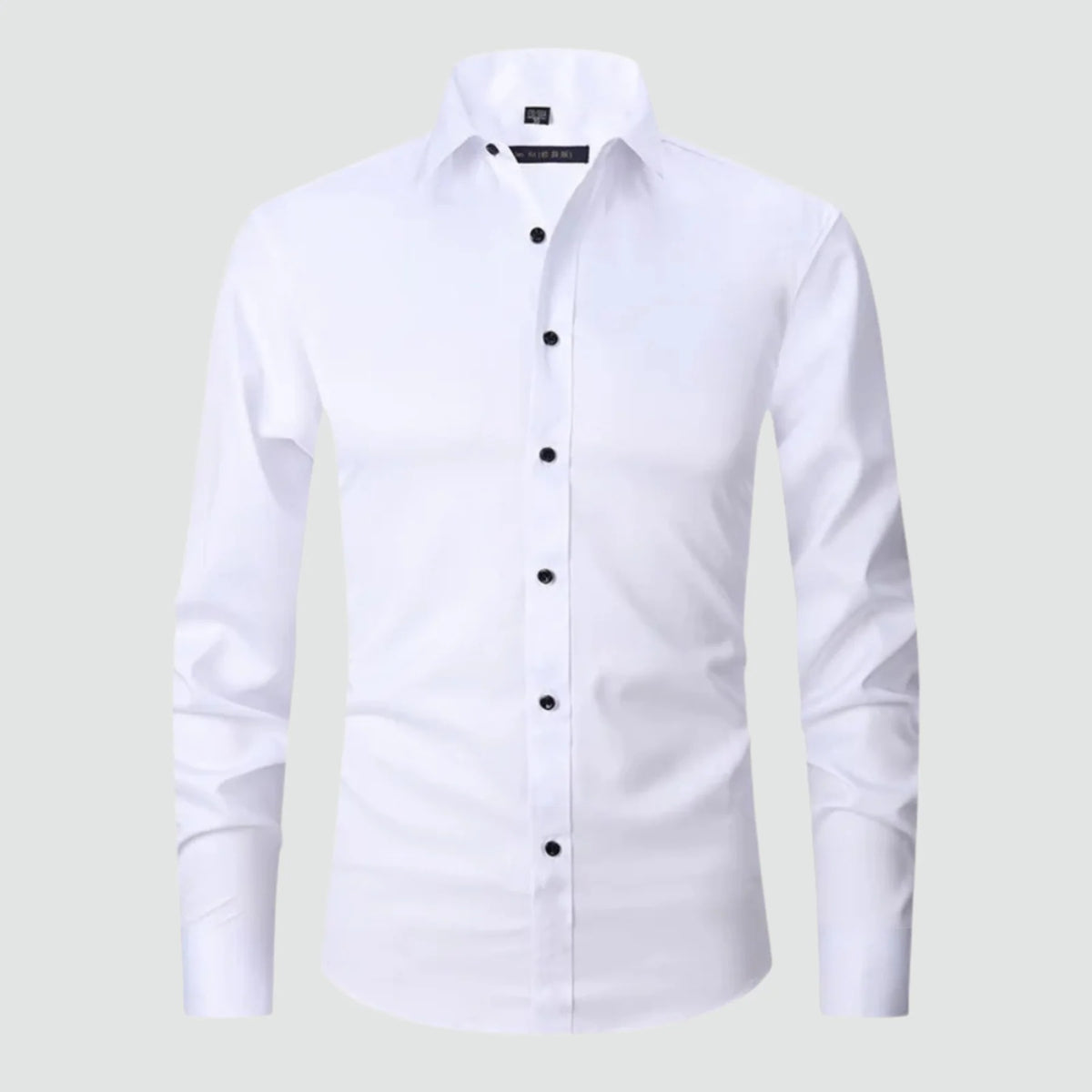 Koszula męska slim fit elegancka z długim rękawem i wykładanym kołnierzykiem - Biały