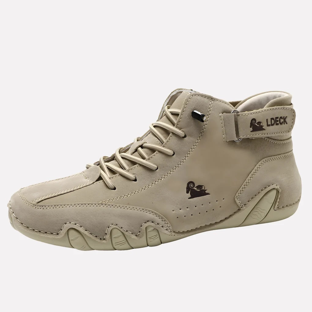 Buty męskie sportowe za kostkę ze sznurowaniem i elastyczną podeszwą - Khaki