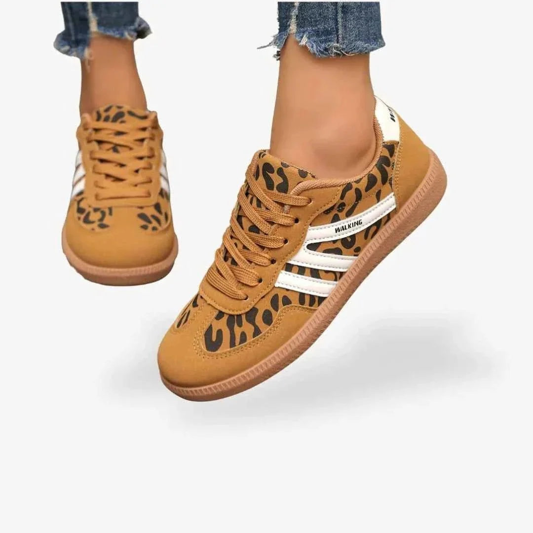 Buty sportowe damskie retro niskie sznurowane na płaskiej podeszwie - Brązowy
