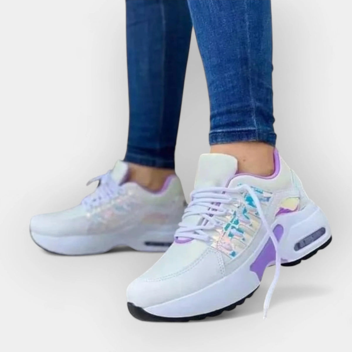 Sneakersy damskie sportowe na grubej podeszwie ze sznurowaniem - Fioletowy