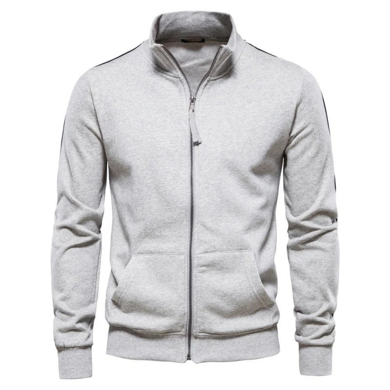 Bluza męska rozpinana ze stójką i kieszeniami naszywanymi - Szary