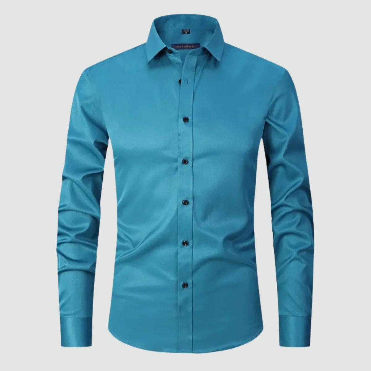 Koszula męska slim fit elegancka z długim rękawem i wykładanym kołnierzykiem - Jasnozielony