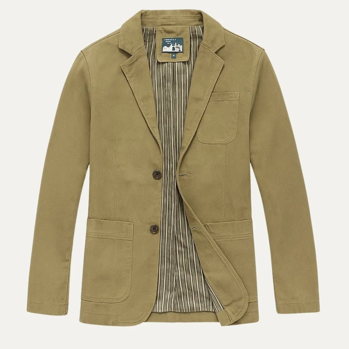 Marynarka męska casual o luźnym kroju z naszywanymi kieszeniami - Khaki