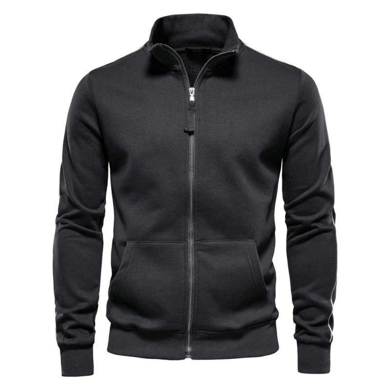 Bluza męska rozpinana ze stójką i kieszeniami naszywanymi - Ciemnoszary