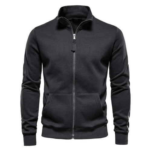 Bluza męska rozpinana ze stójką i kieszeniami naszywanymi - Ciemnoszary