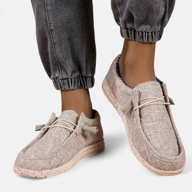 Półbuty męskie casual z elastycznym wiązaniem i okrągłym noskiem - Khaki