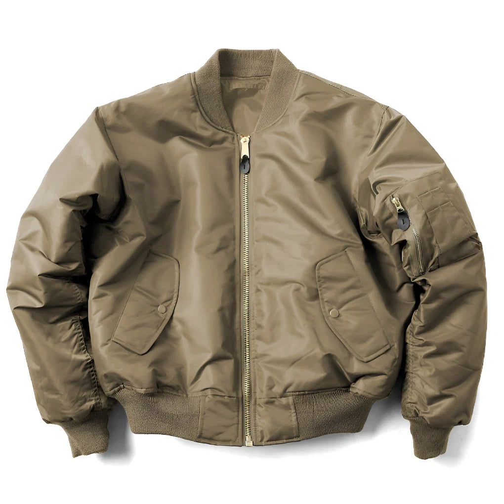Kurtka męska bomber ocieplana z kieszeniami i stójką - Khaki