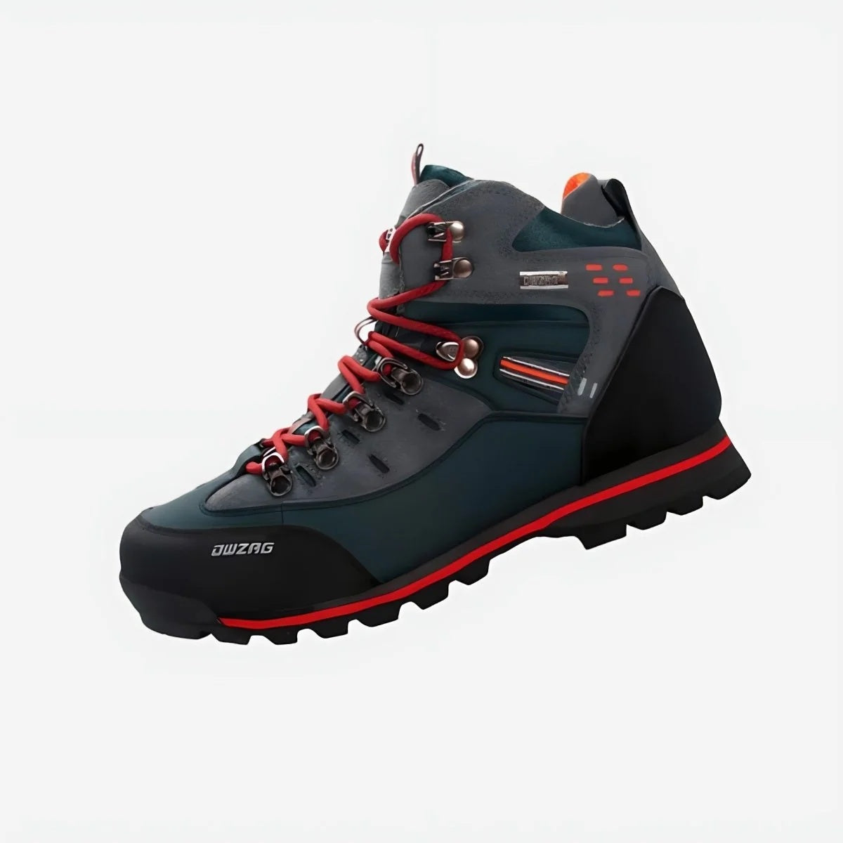 Buty trekkingowe męskie wysokie sznurowane z bieżnikowaną podeszwą - Czerwony