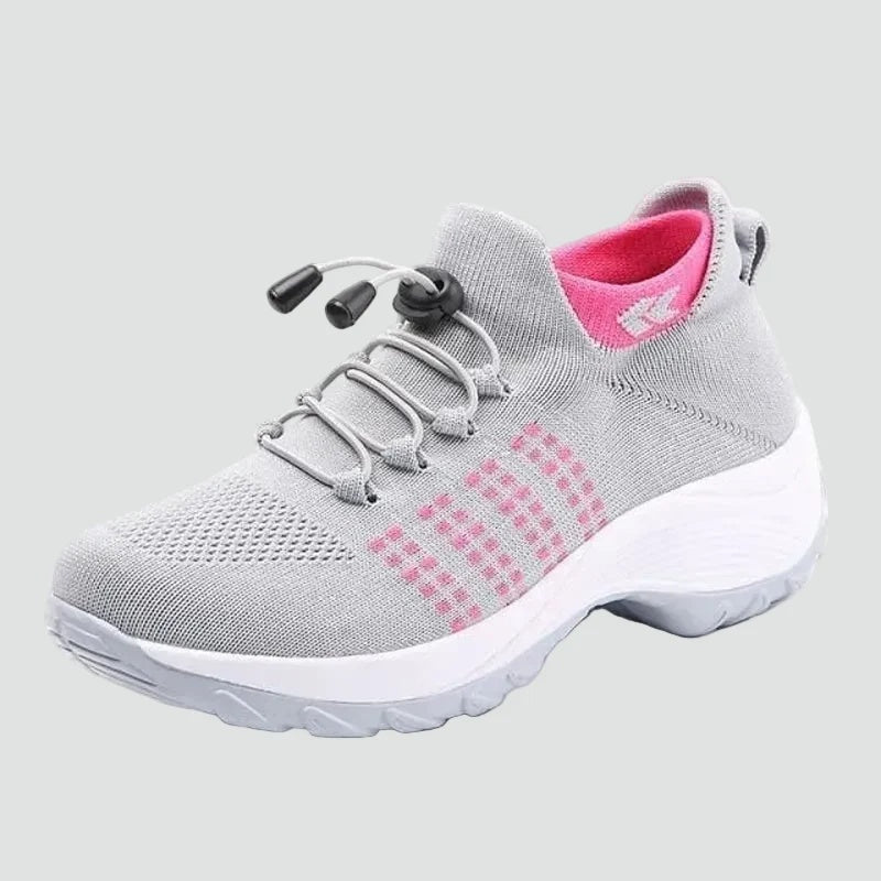 Buty sportowe męskie wsuwane z okrągłym noskiem i elastycznym sznurowaniem - Różowy