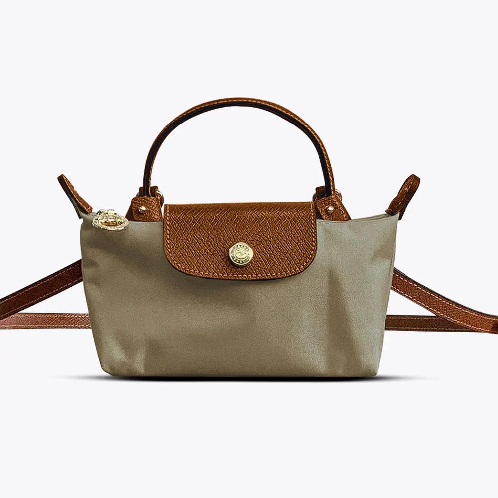 Torebka damska mini z krótkim uchwytem i paskiem na ramię - Khaki