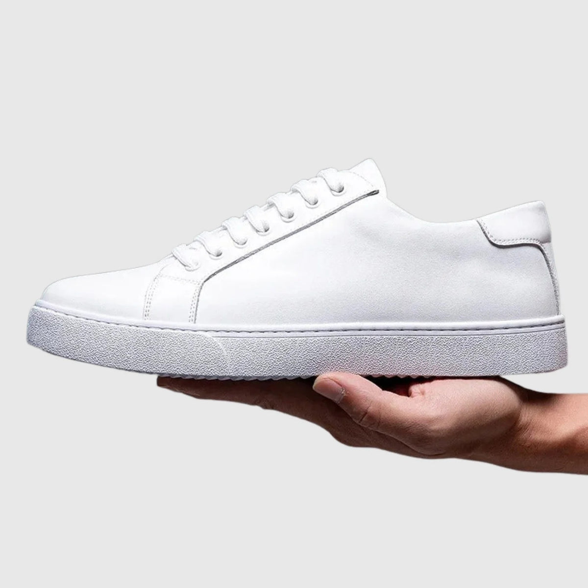 Buty męskie casualowe niskie sznurowane z okrągłym noskiem - Biały