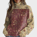Sweter damski oversize z golfem i kwiatowym wzorem
