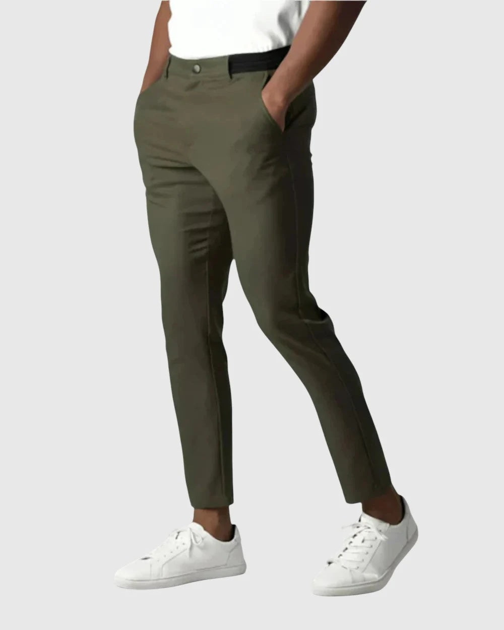 Spodnie męskie o prostym kroju ze średnim stanem do stylizacji smart casual - Zielony