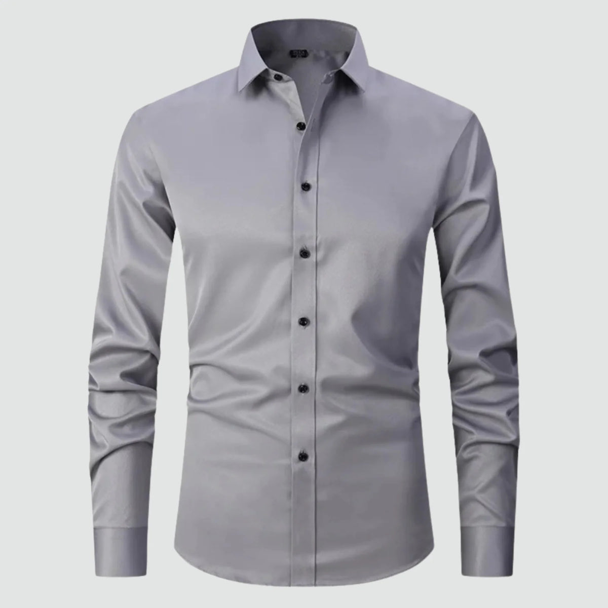 Koszula męska slim fit elegancka z długim rękawem i wykładanym kołnierzykiem - Szary