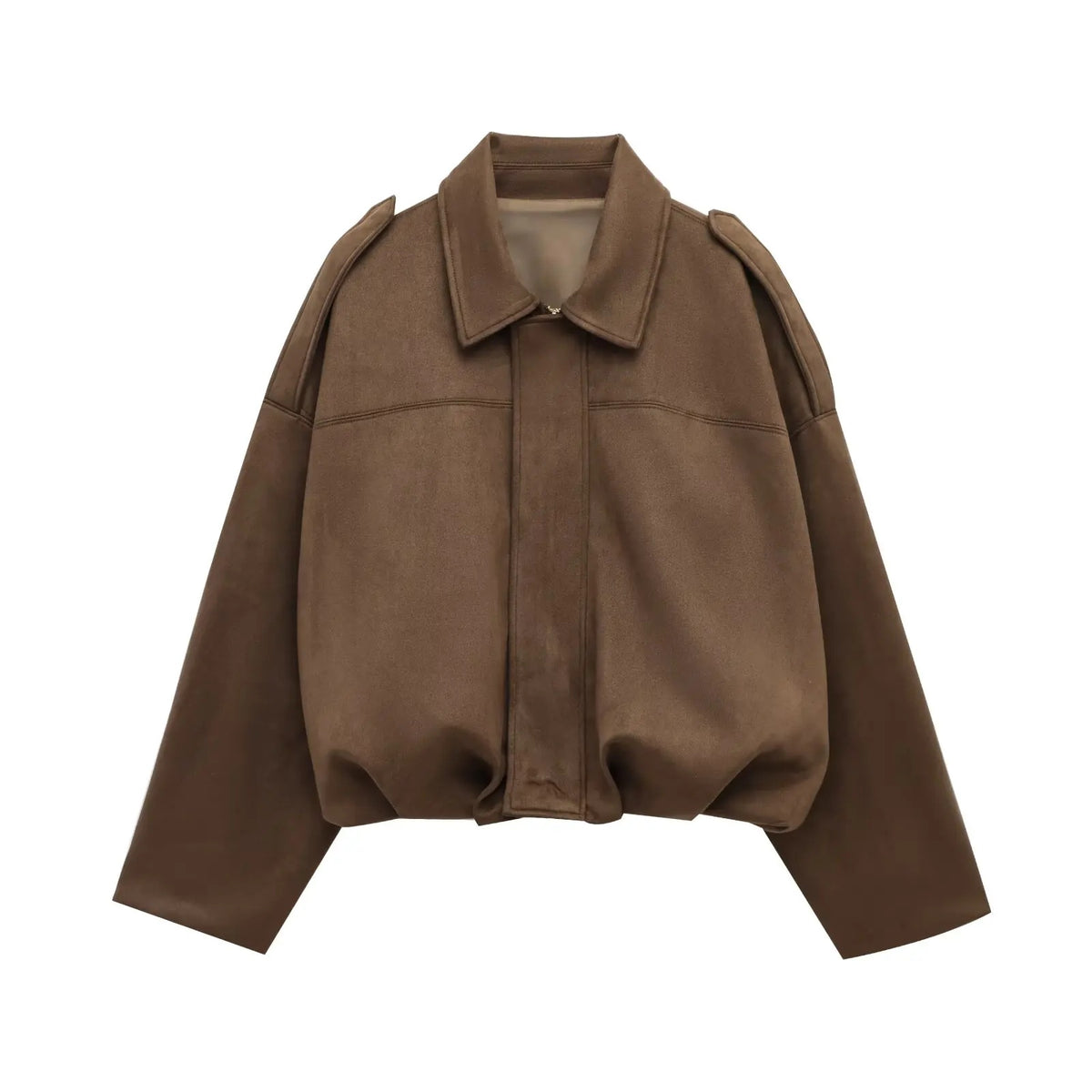 Kurtka damska oversize z kołnierzem i zapięciem na zamek - Khaki