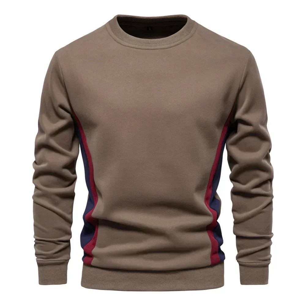 Bluza męska wkładana przez głowę z okrągłym dekoltem i panelami bocznymi - Khaki