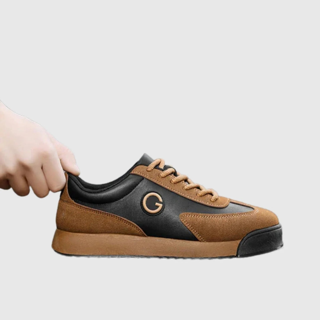 Buty sportowe męskie niskie sznurowane na grubej podeszwie - Brązowy