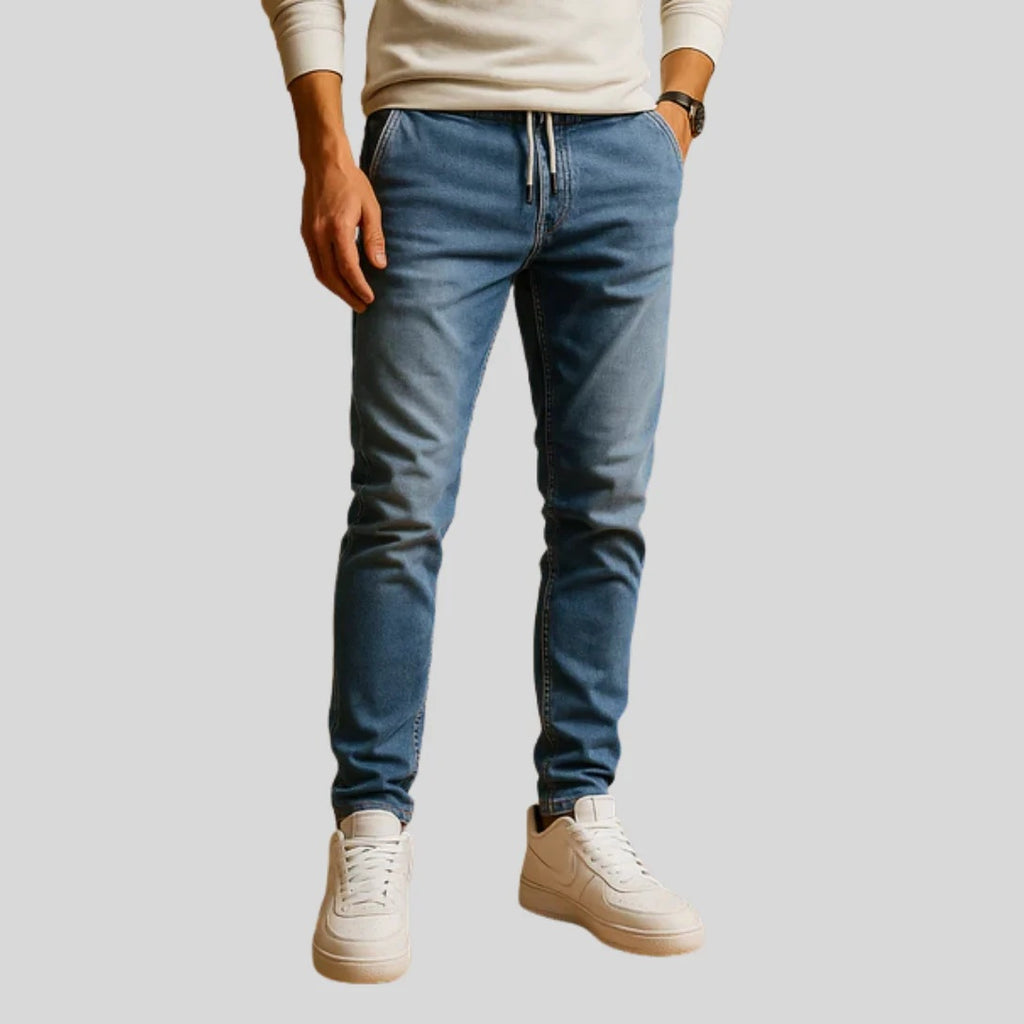 Spodnie męskie slim fit z wąskimi nogawkami i średnim stanem
