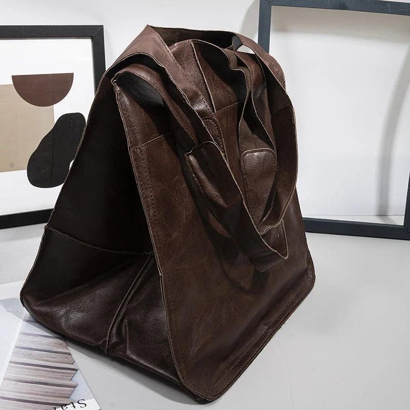Torebka damska shopper duża z szerokimi uchwytami i kieszeniami - Khaki