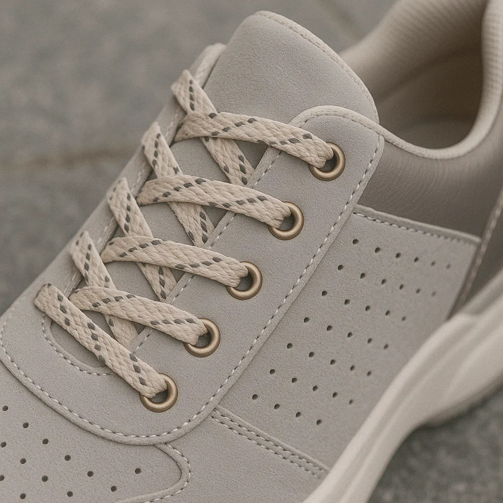 Sneakersy damskie niskie sznurowane na podwyższonej podeszwie - Szary