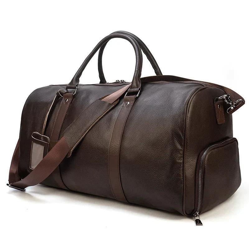 Torba podróżna męska w stylu retro z uchwytami i paskiem na ramię - Brązowy