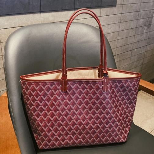 Torebka damska shopper duża z geometrycznym wzorem i dwoma uchwytami - Czerwony