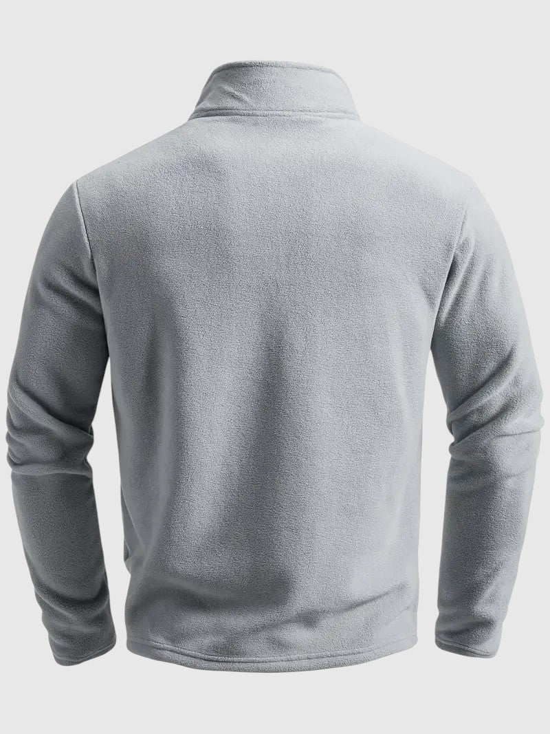 Bluza męska o luźnym kroju ze stójką i krótkim zamkiem - Szary