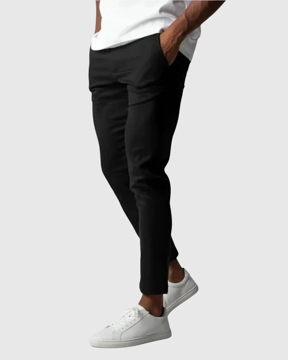 Spodnie męskie o prostym kroju ze średnim stanem do stylizacji smart casual - Czarny