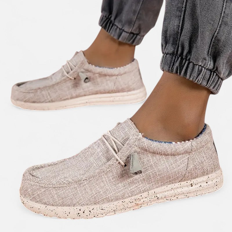 Półbuty męskie casual z elastycznym wiązaniem i okrągłym noskiem - Khaki