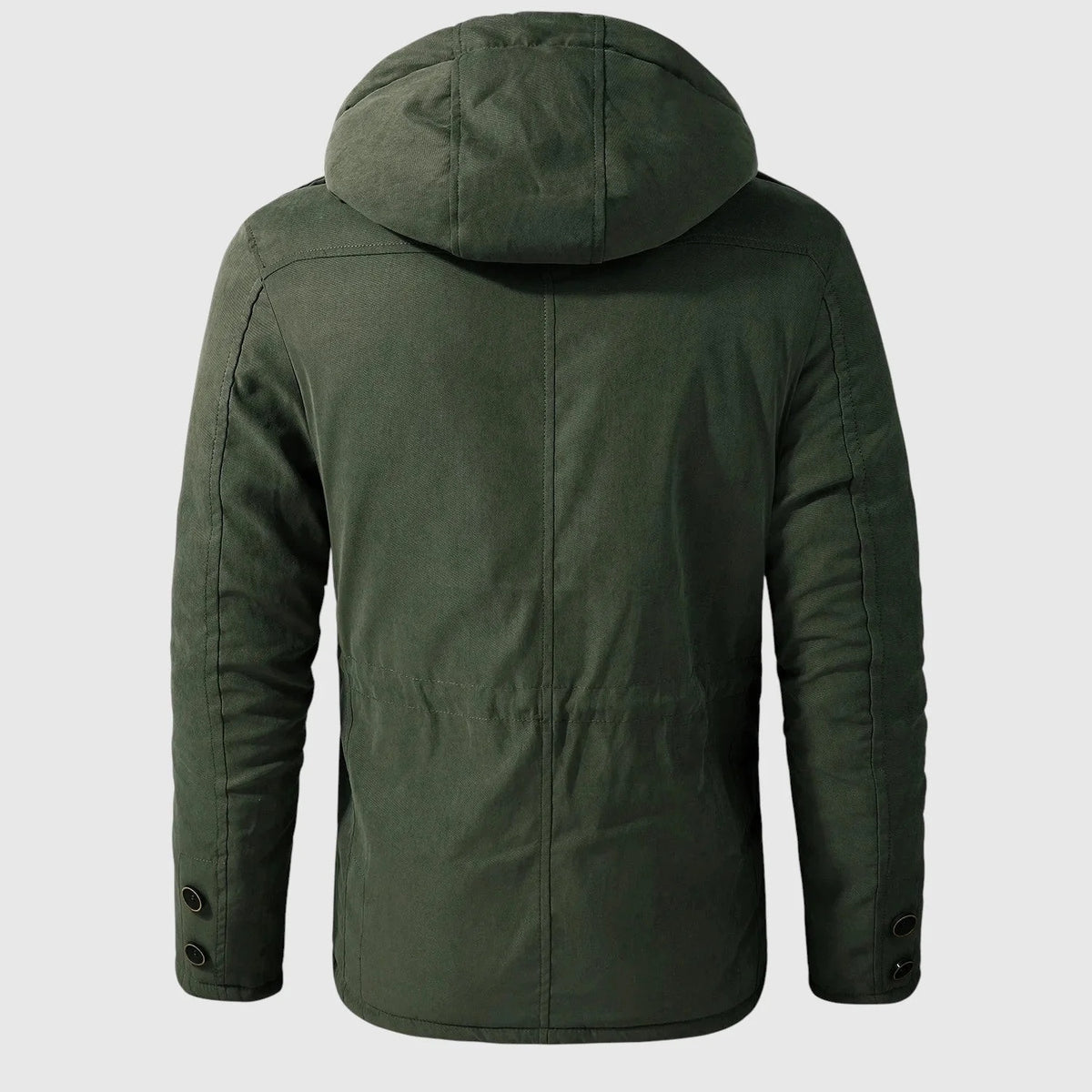 Kurtka męska zimowa z kapturem i wieloma kieszeniami w stylu outdoorowym - Zielony