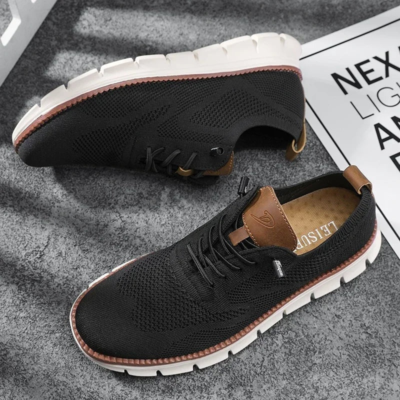 Buty męskie sportowe wsuwane z elastycznym sznurowaniem - Czarny