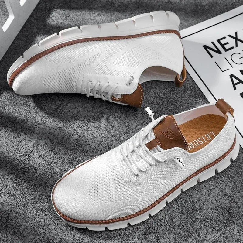 Buty męskie sportowe wsuwane z elastycznym sznurowaniem - Biały