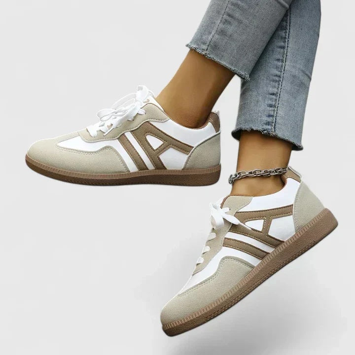 Sneakersy damskie w stylu retro z płaską podeszwą i sznurowaniem