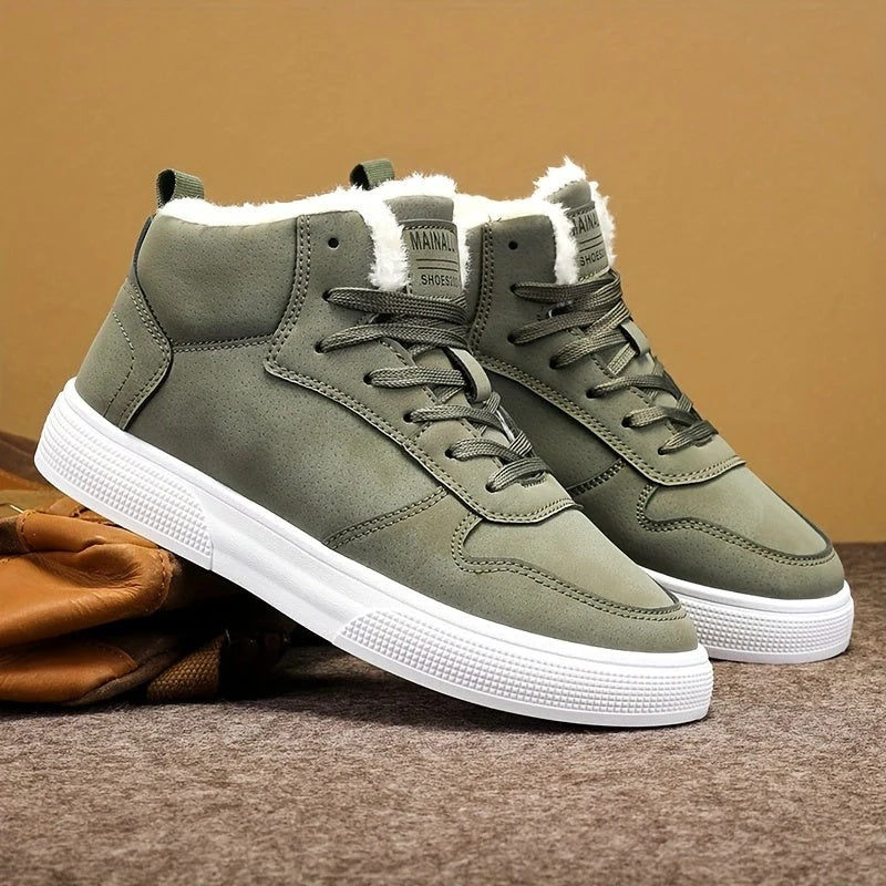 Sneakersy męskie za kostkę sznurowane z grubą podeszwą i okrągłym noskiem - Zielony