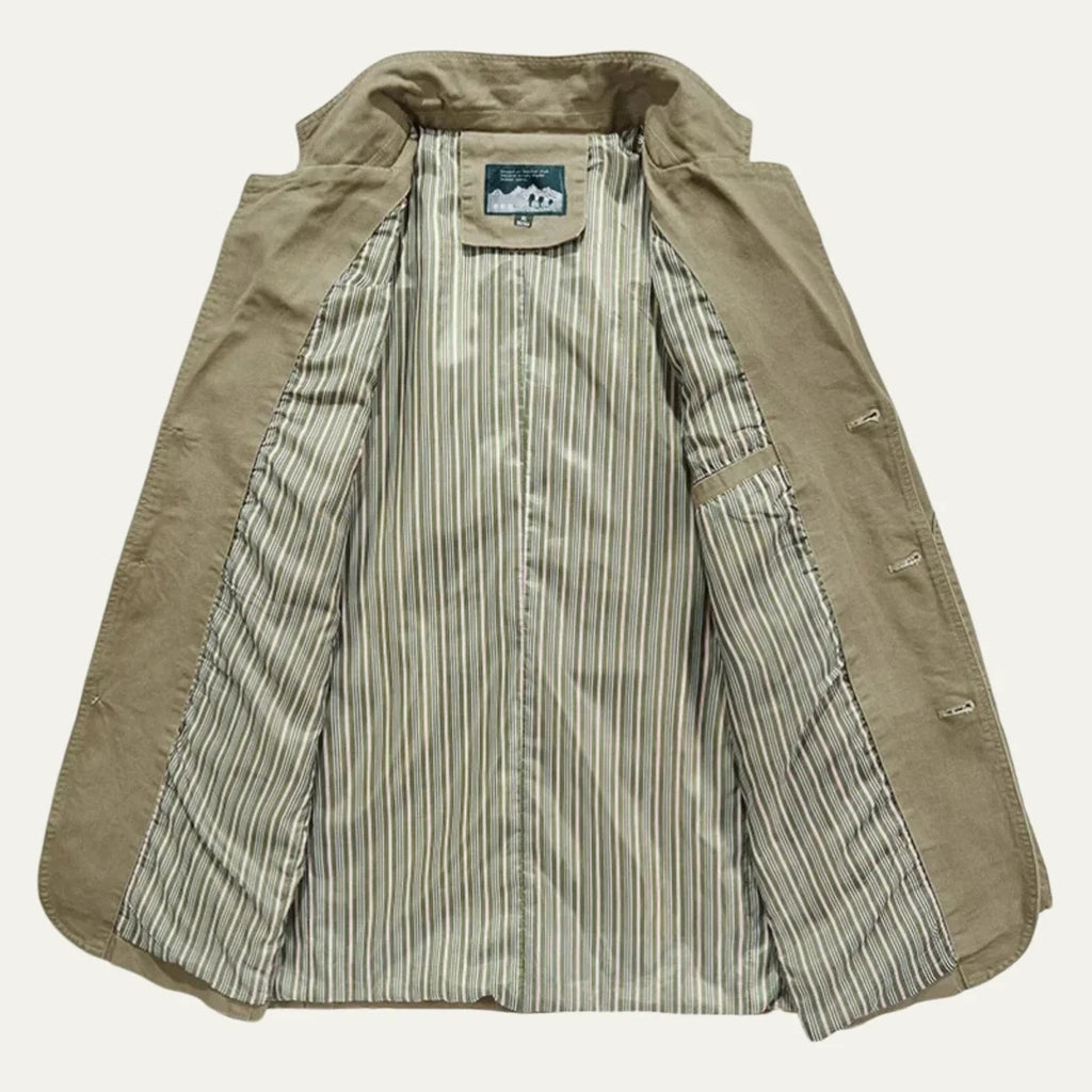 Marynarka męska casual o luźnym kroju z naszywanymi kieszeniami - Khaki