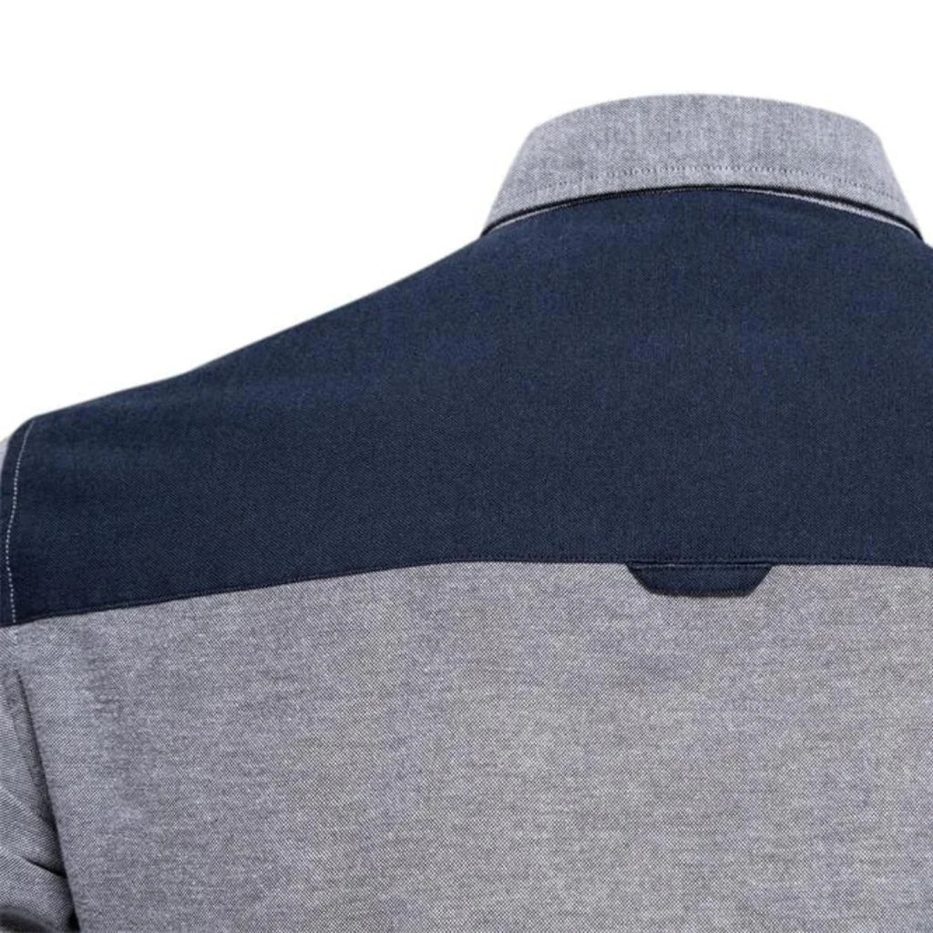 Koszula męska taliowana z długim rękawem i kieszenią na piersi - Szary