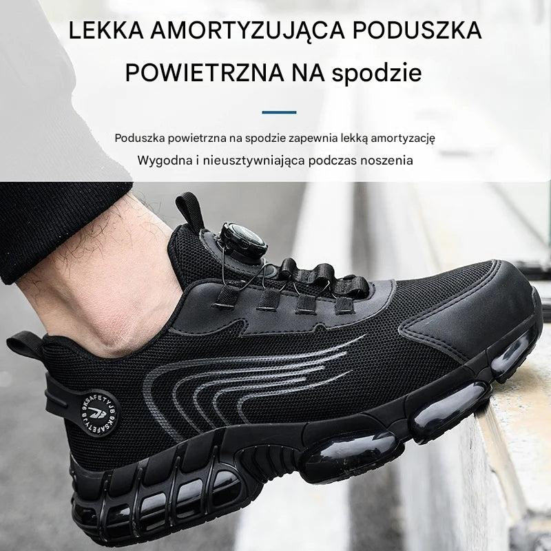 Buty męskie robocze niskie z pokrętłem i ochroną palców - Czarny