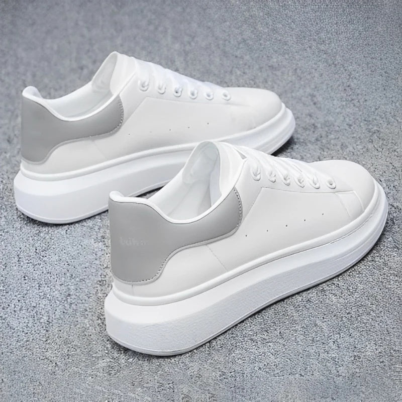 Sneakersy męskie niskie sznurowane na grubej podeszwie - Biały