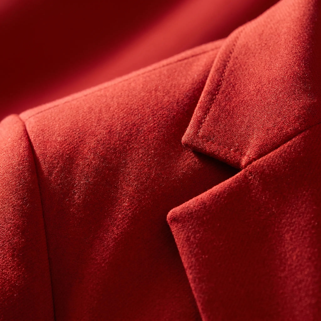 Marynarka damska taliowana jednorzędowa z klapami i długim rękawem - Czerwony
