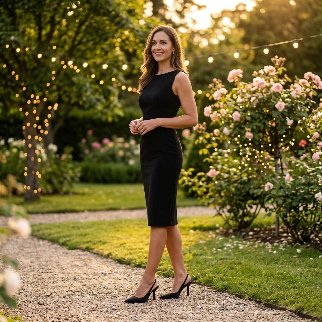 Czółenka damskie slingback na wysokim obcasie ze szpiczastym noskiem - Czarny